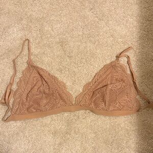 Aritzia Lace Triangle Bralette in Nude Tan